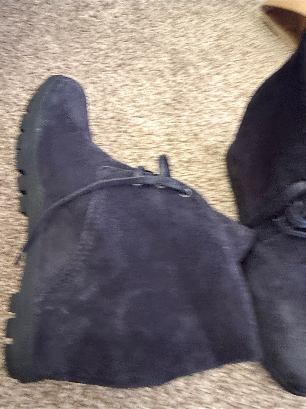 Prada Navy Suede Lace-Up Wedge Ankle Boots - Picture 2 of 6